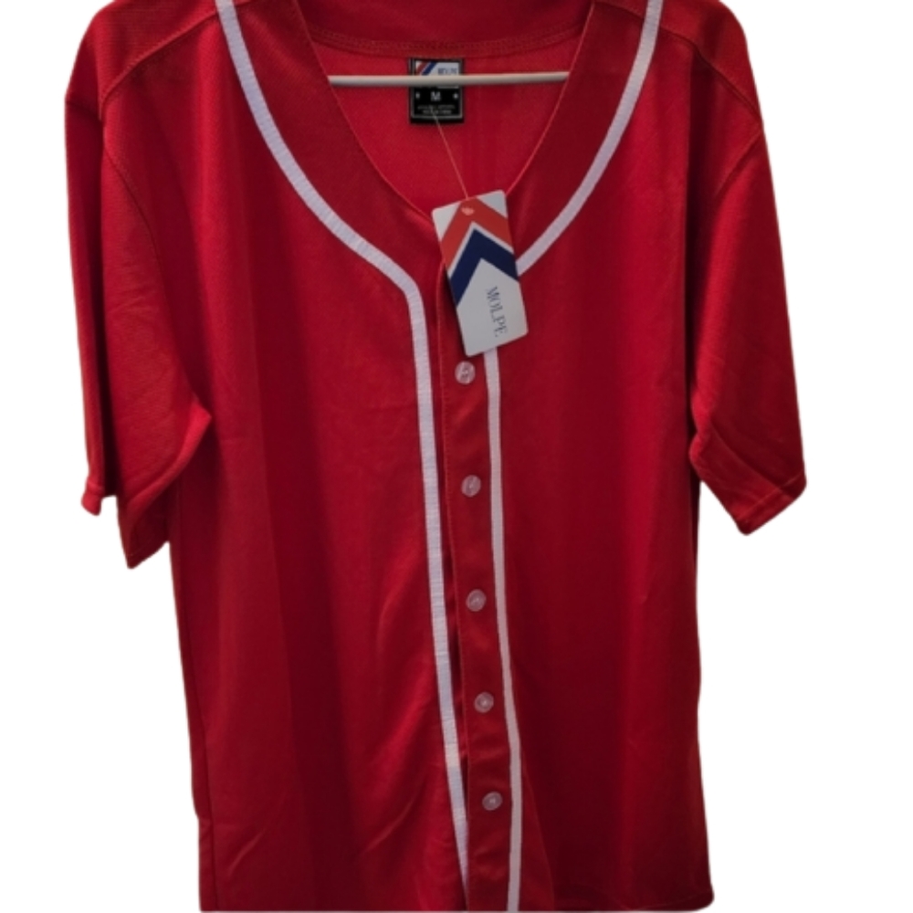 MOLPE Red Button Down Baseball Jersey Size S NWT Plain Sport Blank
